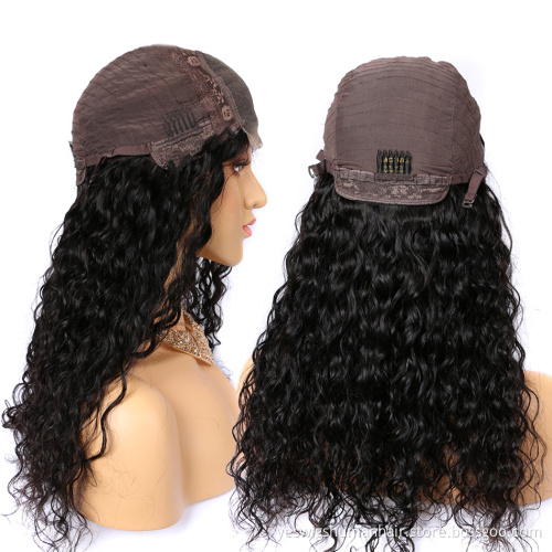 2021 Trending Style Wet Look Human Hair Lace Front Closure Wig Vendor Wholesale Natural Water Wave Indian Hair Front Lace Wigs